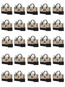 1pc Canvas Tote Bag With Cosmetic Pouch, Personalized Gift Bag Suitable For Wedding, Birthday, Beach, Vacation, Backpack And More, Great Gift For Women, Moms, Teachers, Friends, Bridesmaids, Students, Large Capacity - Khaki - View 2