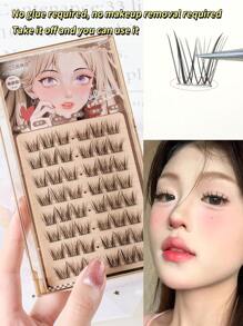 RLS 48 Bundles 0.07mm C 9-11mm Fluffy Fine Synthetic Mink Handmade Eyelashes, Instantly Create A Charming Look. - Reusable Eyelashes. No Glue Needed, Easy Styling. DIY Customizable Eyelash Clusters, Eyelash Clusters, Individual Eyelashes, False Eyelashes. - C - View 2