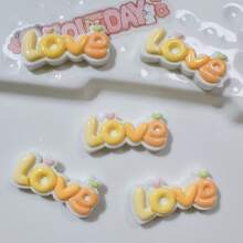 10pcs Mixed Resin Scrapbooking, Hair Accessory, Phone Cover Diy Decoration, Cream Deco, Wholesale Shoe Buckle Bottom Material With Dripping Oil, Letter & Heart Design