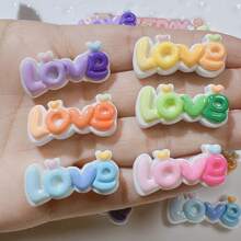10pcs Mixed Resin Scrapbooking, Hair Accessory, Phone Cover Diy Decoration, Cream Deco, Wholesale Shoe Buckle Bottom Material With Dripping Oil, Letter & Heart Design