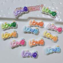 10pcs Mixed Resin Scrapbooking, Hair Accessory, Phone Cover Diy Decoration, Cream Deco, Wholesale Shoe Buckle Bottom Material With Dripping Oil, Letter & Heart Design