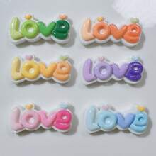 10pcs Mixed Resin Scrapbooking, Hair Accessory, Phone Cover Diy Decoration, Cream Deco, Wholesale Shoe Buckle Bottom Material With Dripping Oil, Letter & Heart Design
