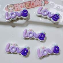 10pcs Mixed Resin Scrapbooking, Hair Accessory, Phone Cover Diy Decoration, Cream Deco, Wholesale Shoe Buckle Bottom Material With Dripping Oil, Letter & Heart Design