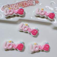 10pcs Mixed Resin Scrapbooking, Hair Accessory, Phone Cover Diy Decoration, Cream Deco, Wholesale Shoe Buckle Bottom Material With Dripping Oil, Letter & Heart Design
