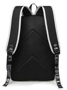 Mochila Con Puerto Usb Estilo Anime Para Chicas, Diseño Casual Sencillo, Resistente Al Agua, Gran Capacidad, Adecuada Para Estudiantes De Primaria, Secundaria Y Preparatoria. Colores Al Azar. - Negro - Ver 4