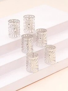 6 件女孩朋克风格金色向日葵发夹，大号银色镂空雕花发饰，适合返校、辫子 - 銀色 - 查看 2