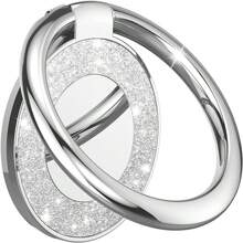 1pc Phone Ring Holder, Round Rhinestone Inlaid, Manual Drilling, New Desktop Anti-Drop Phone Stand, All Metal Ring Buckle, Universal Type, Suitable For IPhone, Android Phones And Tablets, Birthday, Gift For Family And Friends, Ring Holder, Phone Ring Grip, Phone Accessories - Silver - View 1