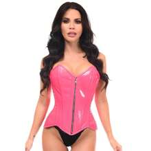 Top Drawer Pink Patent Steel Boned Overbust Corset - Multicolor - View 6