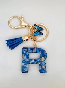 1 Miếng Không giới tính Dễ thương Tua Loại bướm Polyresin Chữ cái Móc chìa khóa , Cái túi Đồ trang trí , Hoàn hảo Qủa tặng Đối với Bạn - Xanh đậm - Xem 26