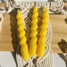 1 Packung 3 Stück spiralförmige Taper Kerzen, 7,1 Zoll/18 cm, Bodendurchmesser 2 cm, 6 Stunden Brenndauer, unduftend, tropffrei, verjüngtes Design, für Dinner-Party Hochzeitsdekoration, Raumdekoration, Geschenke