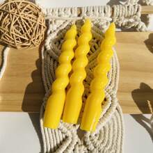 1 Packung 3 Stück spiralförmige Taper Kerzen, 7,1 Zoll/18 cm, Bodendurchmesser 2 cm, 6 Stunden Brenndauer, unduftend, tropffrei, verjüngtes Design, für Dinner-Party Hochzeitsdekoration, Raumdekoration, Geschenke