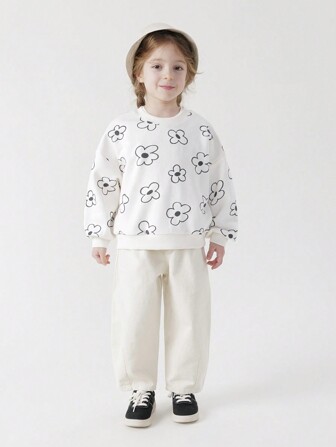 MARC&JANIE 春季青少年女孩休閒時尚寬鬆牛仔褲