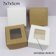10pcs New Collection Gift Box, Various Sizes, Paper & Pvc & Kraft Material, With Window Design