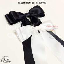 Picky ® Accessories 2 Moños Lazo de Listón Satin Moda Coquette - Blanco y Negro - Ver 5