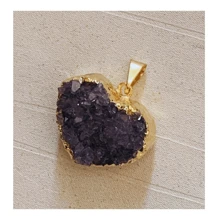 Lerato Afro Kit 2 Pcs  Pingente Ametista + Citrino,  Mulher Estilo Elegante, Aniversário Casamento , Envio Nacional