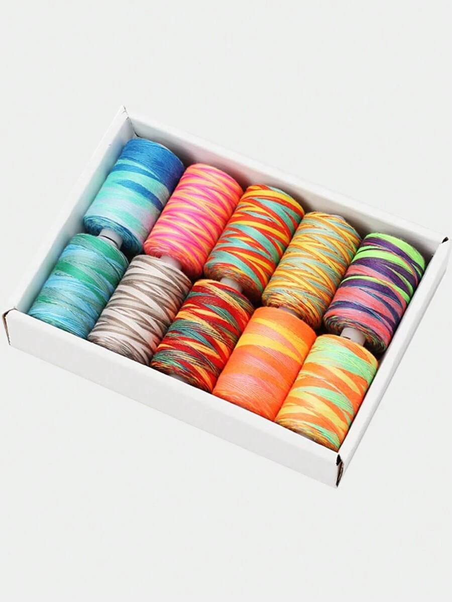 10 Pieces Rainbow Variegated Polyester Sewing Machine Thread All