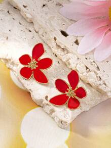 1對復古極簡萬能幾何三葉草,花朵垂墜耳環 - 綠色 - 查看 8