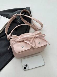 New Style Fashion Shoulder Bag With Bowknot And Folds Design For Women, Can Be Carried As Crossbody Bag - Pink - View 9