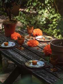 8入組橙色紙質花球和蓬鬆球派對裝飾,適用於婚禮、生日、嬰兒派對、節慶背景