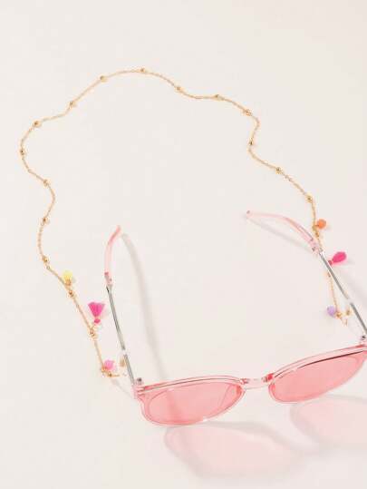 1pc Girls' Colorful Tassel Beaded Eyeglasses Chain, Suitable For Daily Decoration (Glasses Not Included)