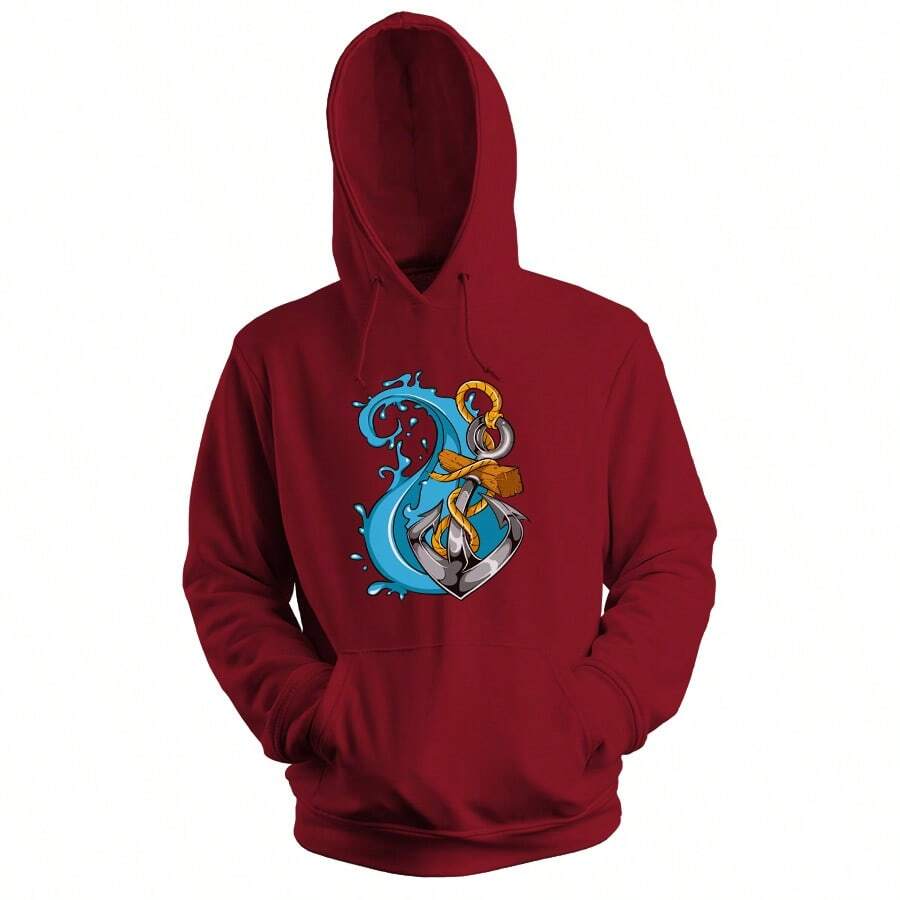 Men Hoodies - 紫紅色 - 查看 1