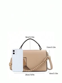 Mini Dệt Trang trí chuỗi Túi đeo chéo Với Đập nhẹ Và Đen Khóa Đối với phụ nữ , Có thể mang đi Túi đeo vai Thích hợp Cho công việc , Mua sắm Và Đi du lịch - Màu Khaki - Xem 4
