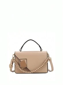 Mini Dệt Trang trí chuỗi Túi đeo chéo Với Đập nhẹ Và Đen Khóa Đối với phụ nữ , Có thể mang đi Túi đeo vai Thích hợp Cho công việc , Mua sắm Và Đi du lịch - Màu Khaki - Xem 3