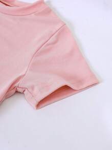 1 Piece For Young Girls Casual Fashion Cartoon "Silly Goose" Print Round Neck Short Sleeve T-Shirt, Suitable For Spring, Summer And Autumn Fashion Clothing - Pink - View 4