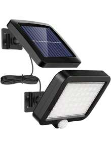 Refletor Lampada Solar 56 Leds Sensor Movimento - Preto - Visão 1