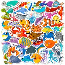 50入組可愛的卡通diy海洋生物貼紙套裝,包括海星和海蜇,防水,適合裝飾水壺,滑板,筆記型電腦,馬克杯,行李箱,日記等各種物品 - 彩色 - 查看 13