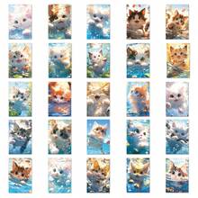 50pcs Cute Kitten Stickers, Waterproof Sticker For Kids, Small Stickers For Water Bottles, Laptop And Baggage. Funny Sticker Packs Without Repeat. Stickers Set For Water Bottles. - Blue - View 4