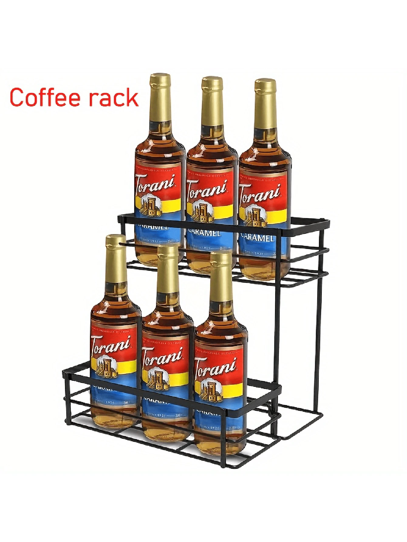 6 Bottle Coffee Syrup Organizer Rack - Coffee Syrup Rack For Coffee Bar ...