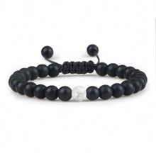 1入多種款式的紅綠色石頭珠子手鍊,6-8mm黑線紅色石頭孔雀石珠子手鐲首飾,聖誕禮物 - 彩色 - 查看 23