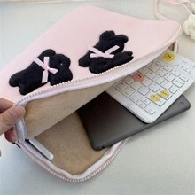 Bolsa De Laptop/tableta Ipad Con Estilo Ins Con Lindo Estampado De Conejo Y Lazo, Capacidad De Almacenamiento Interna Para 11/13 Pulgadas