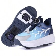 PHTEER Zapatillas De Deporte Para Niños 2 En 1 Con Ruedas, Zapatos Deportivos Multifuncionales Para Caminar Y Patinar, Zapatos Con Ruedas Para Niños - Azul - Ver 5