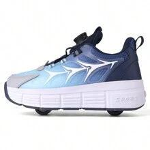 PHTEER Zapatillas De Deporte Para Niños 2 En 1 Con Ruedas, Zapatos Deportivos Multifuncionales Para Caminar Y Patinar, Zapatos Con Ruedas Para Niños - Azul - Ver 4