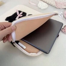 Bolsa De Laptop/tableta Ipad Con Estilo Ins Con Lindo Estampado De Conejo Y Lazo, Capacidad De Almacenamiento Interna Para 11/13 Pulgadas