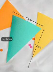 12pcs/Set Multicolor Felt Triangle Pennant Flags, Bulk, Suitable For Grand Opening, Carnival Theme Birthday Party Decor, Outdoor Events, Classroom Decoration, Party Supplies, Birthday And More Occasions - Multicolor - View 2
