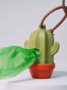 1 Pièce Distributeur De Sacs À Déchets Portatif En Forme De Cactus Créatif Incluant 1 Rouleau De Sacs À Ordures (15 pièces), Léger Et Durable