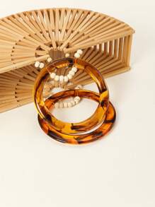 Casual Acrylic Handwoven Beach Bag With Hollow Out & Bamboo Design, Including Drawstring Inner Bag, For Beach Vacation - Beige - View 6