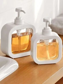 1pc 500ml Large Capacity Empty Bottle For Shower Gel/Shampoo/Hand Soap With Pump For Refill, Light And Luxury - White - View 1