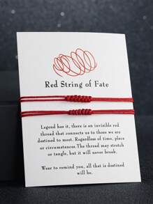 2pcs Red String Of Fate Collection With 7 Knots, Braided Friendship Bracelet With Adjustable Paper Card