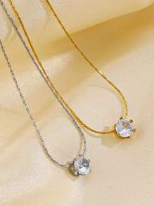 1 Peça Colar Pingente De Diamante De 6 Presilhas Em Aço Inoxidável Com Design Único No Estilo Europeu E Americano Banhado A Ouro, Adequado Para Uso Diário E Festa De Namoro