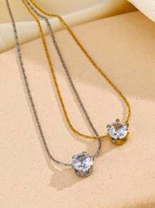 1 Peça Colar Pingente De Diamante De 6 Presilhas Em Aço Inoxidável Com Design Único No Estilo Europeu E Americano Banhado A Ouro, Adequado Para Uso Diário E Festa De Namoro