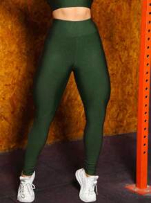 Women Sports Leggings - Olive Green - View 3