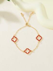 Conjunto de pulsera y tobillera con forma de trébol calado y decorado con rhinestones (se venden por separado) - Regalo para San Valentín, mamá, madre, Día de la Madre