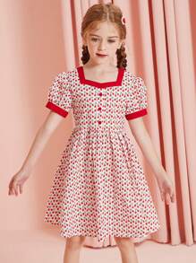 ASK JUNIOR Váy mùa hè thời trang ngọt ngào in họa tiết quả anh đào cho bé gái tuổi teen tay bồng - Nhiều màu - Xem 2