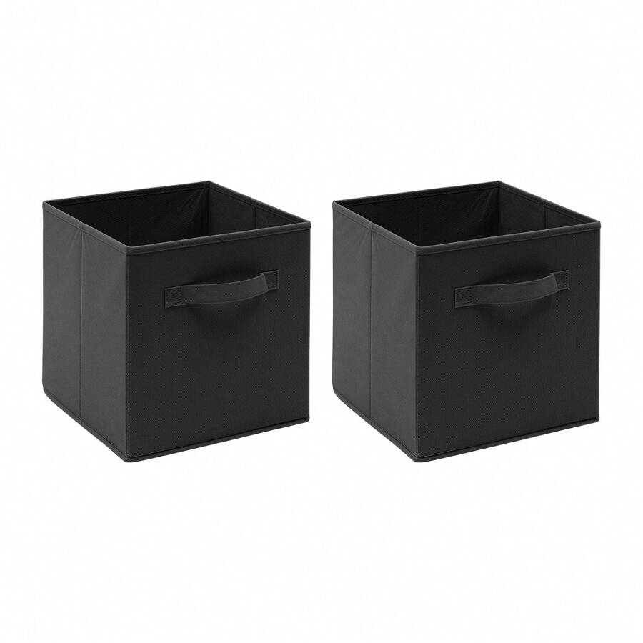 Foldable Storage Boxes Set Of 2,Non-Woven Fabric Storage Box Set,Storage Drawers For Cube Storage Unit,26.5x26.5x28 Cm - Black - View 1