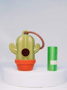 1 Pièce Distributeur De Sacs À Déchets Portatif En Forme De Cactus Créatif Incluant 1 Rouleau De Sacs À Ordures (15 pièces), Léger Et Durable