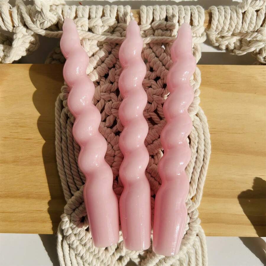 1 Packung 3 Stücke Spiral Taper Kerzen, 18 cm lang, Durchmesser unten 2 cm, 6 Stunden Brenndauer, unduftend, tropffrei, verjüngte Form, für Dinnerparty, Hochzeitsdekoration, Halloween, Gruseliges, Herbst, Winter, Feiertage, Festivals, Raumdekoration